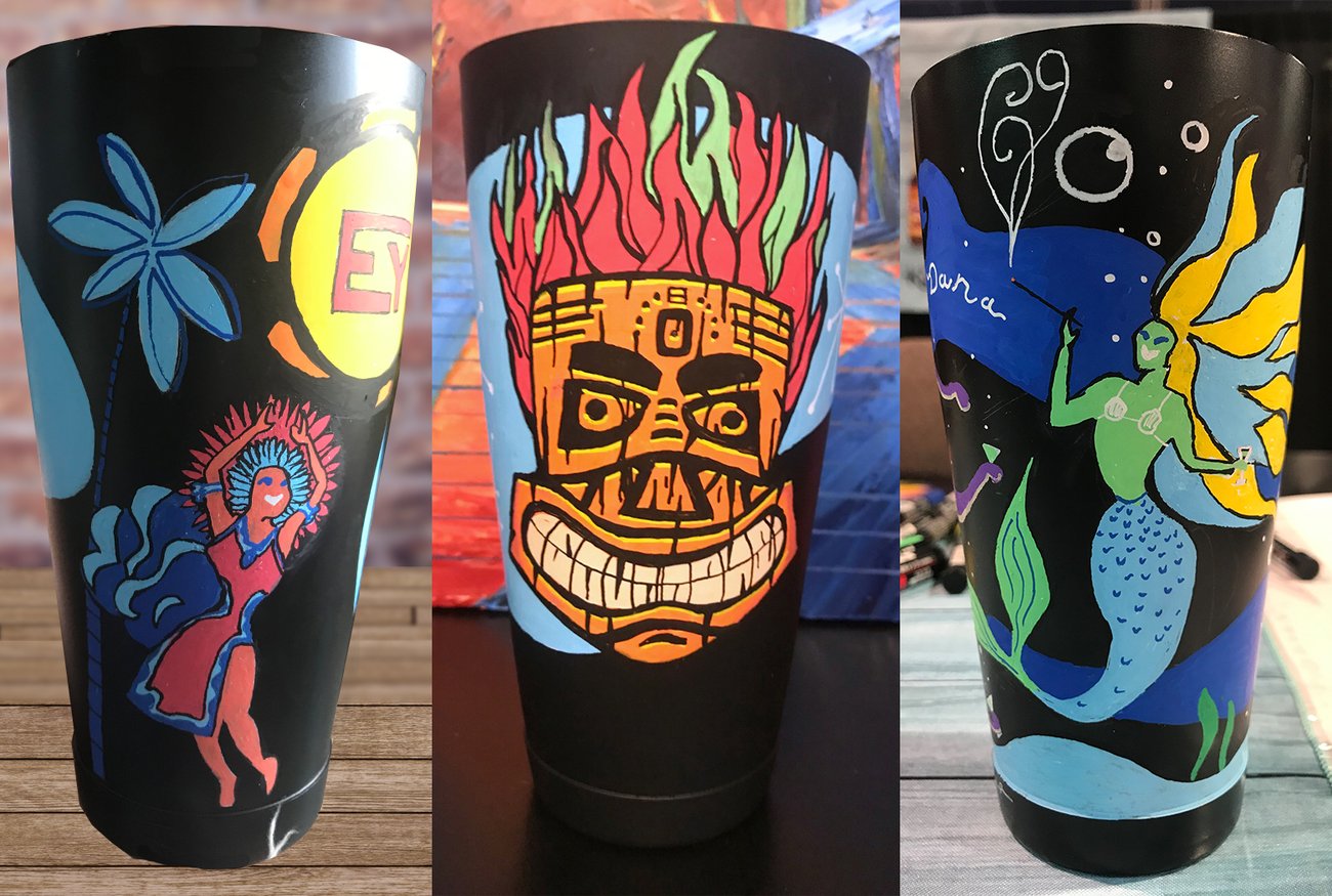 Hand Painted Mid-Century Barware Rocks!