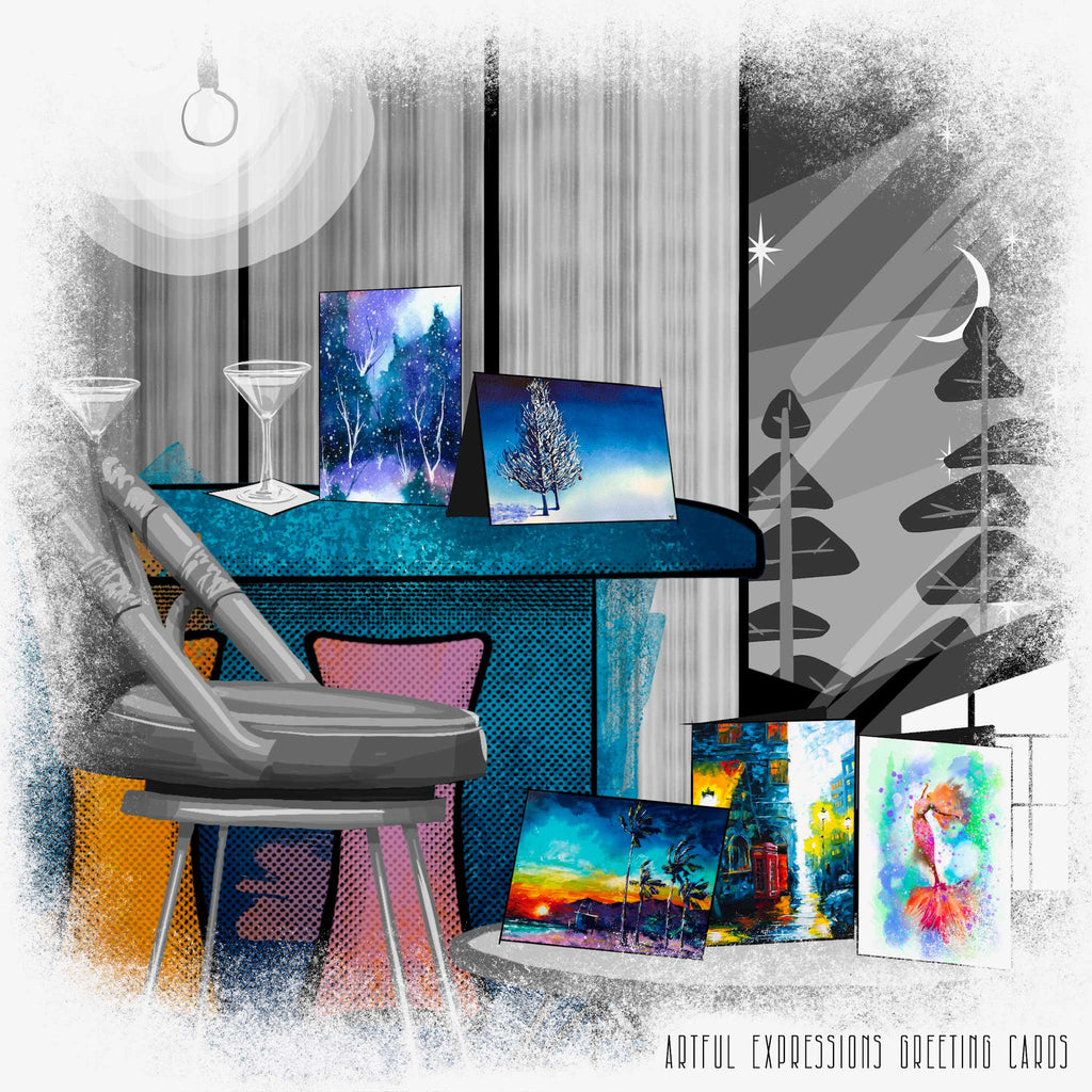 Dive into 5th & Rugged's 'Artful Expressions' collection - a medley of unique holiday and greeting cards, awash with colorful artwork and uplifting messages.