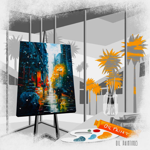 Original oil paintings for sale. Nelson Ruger using palette knife, creating an original oil painting on canvas.