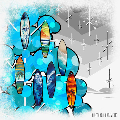 Hand-painted surfing Christmas gifts and decorations for your coastal Christmas tree. Delight your favorite surfer girl or beach bum with the perfect surfing Christmas present ideas.