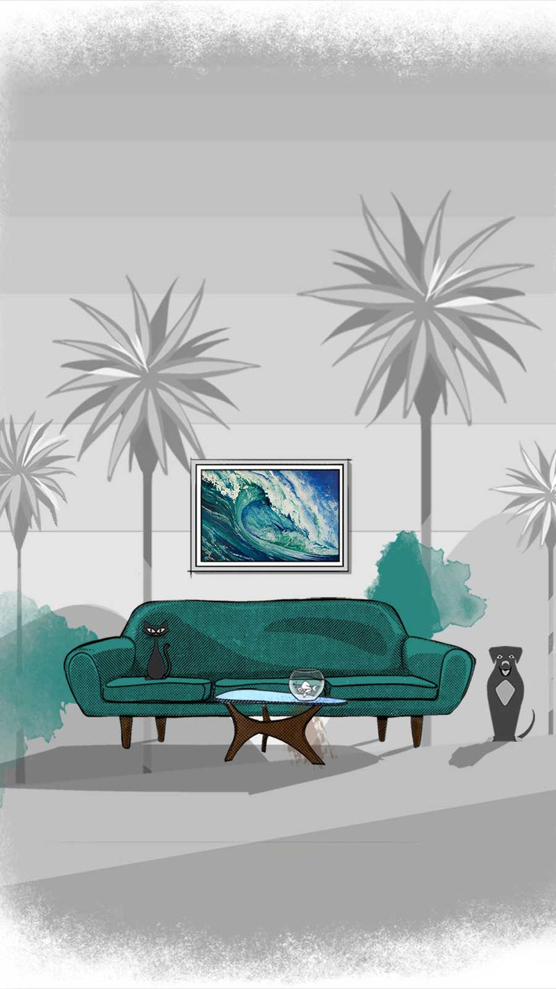 Original wall art by 5th & Rugged shown in a calm, modern living space illustration