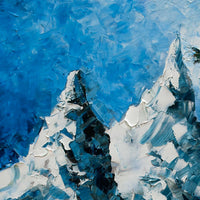 Close-up of palette knife textures and impasto detail from A Meeting of Souls oil painting.
