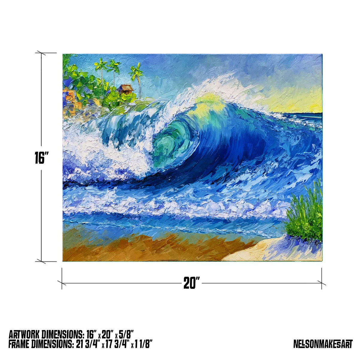 Dimensions chart for Typical Thursday v2 oil painting, 16x20 artwork.
