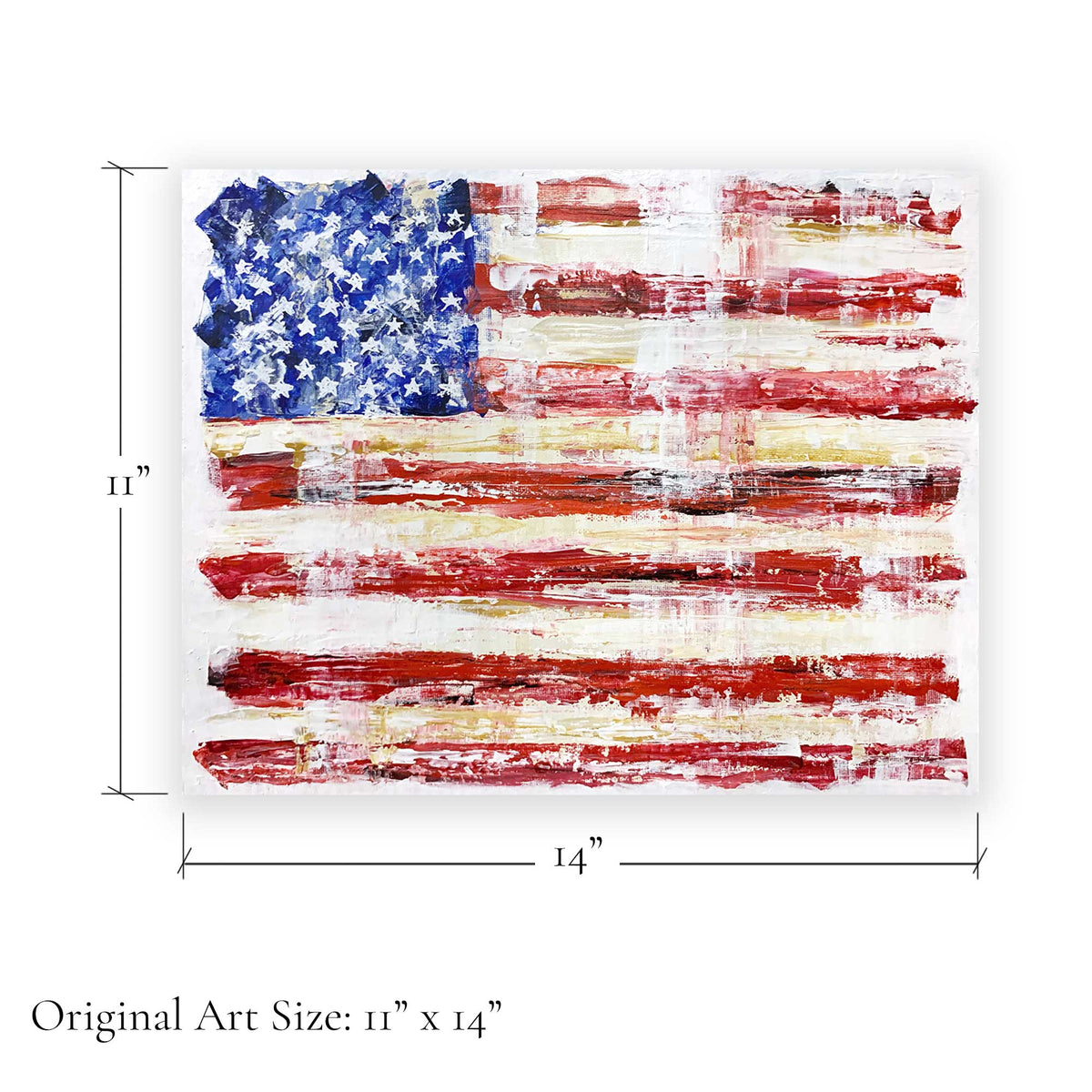 Abstract American flag original artwork 11 x 14 inches size reference graphic