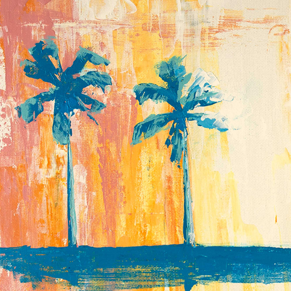 close up of acrylic palm tree painting with resin finish