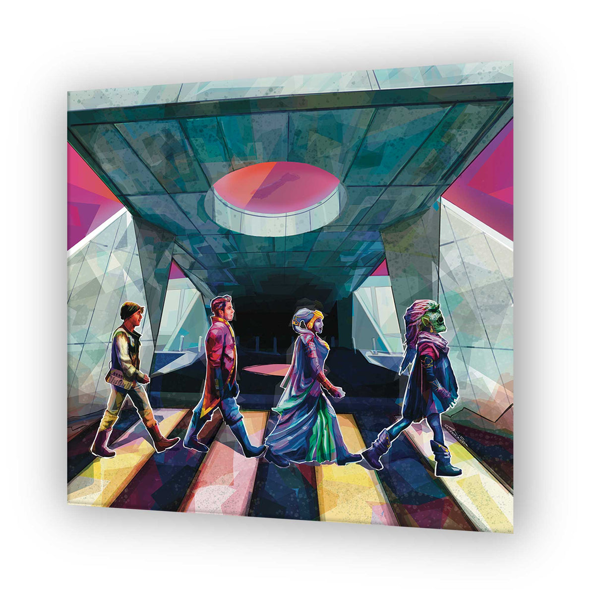 ABY Road Starcruiser art print featuring Justin Beard as Raithe Kole and Monica Quinn as Gaya in scoundrel ensemble