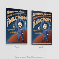 Adventure Awaits Sammie artwork comparison showing paper and metal print finishes