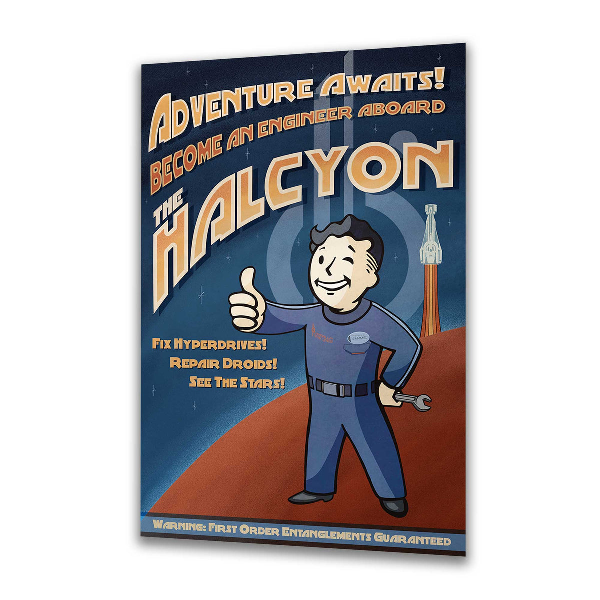 Adventure Awaits! - Sammie Halcyon crew tribute poster print inspired by Galactic Starcruiser mechanic Sammie
