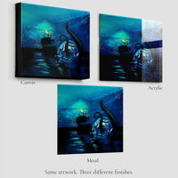 comparison of canvas metal and acrylic finishes for fantasy ocean wall art