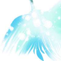 Watercolor detail of mermaid tail in bright aqua tones.