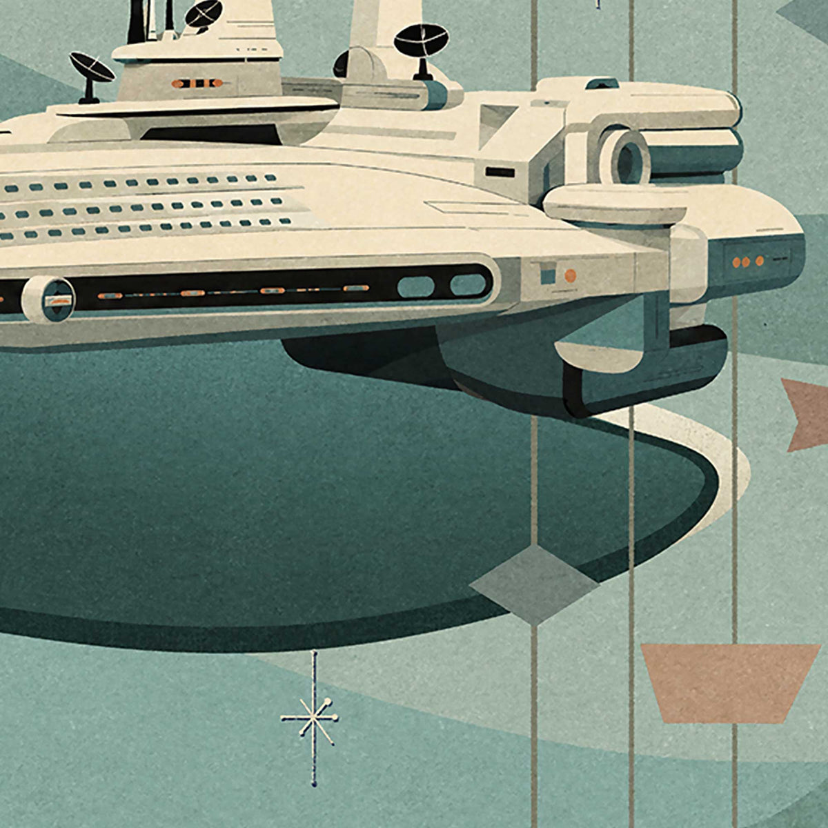 Close-up detail of Beyond Tomorrow highlighting the Halcyon's aft section.