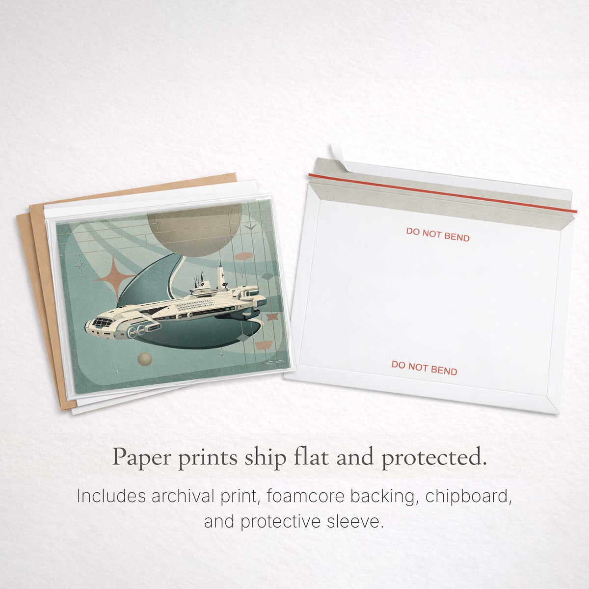 Protective packaging for Beyond Tomorrow paper print.