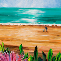 brand new day beach and ocean detail oil painting