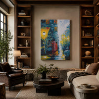 Calling Home Vol. 1 cityscape artwork displayed in a collector-inspired interior highlighting texture and fine art presence.