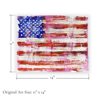 Capsule Tale 13 original abstract American flag painting size 11 x 14 inches dimensions graphic
