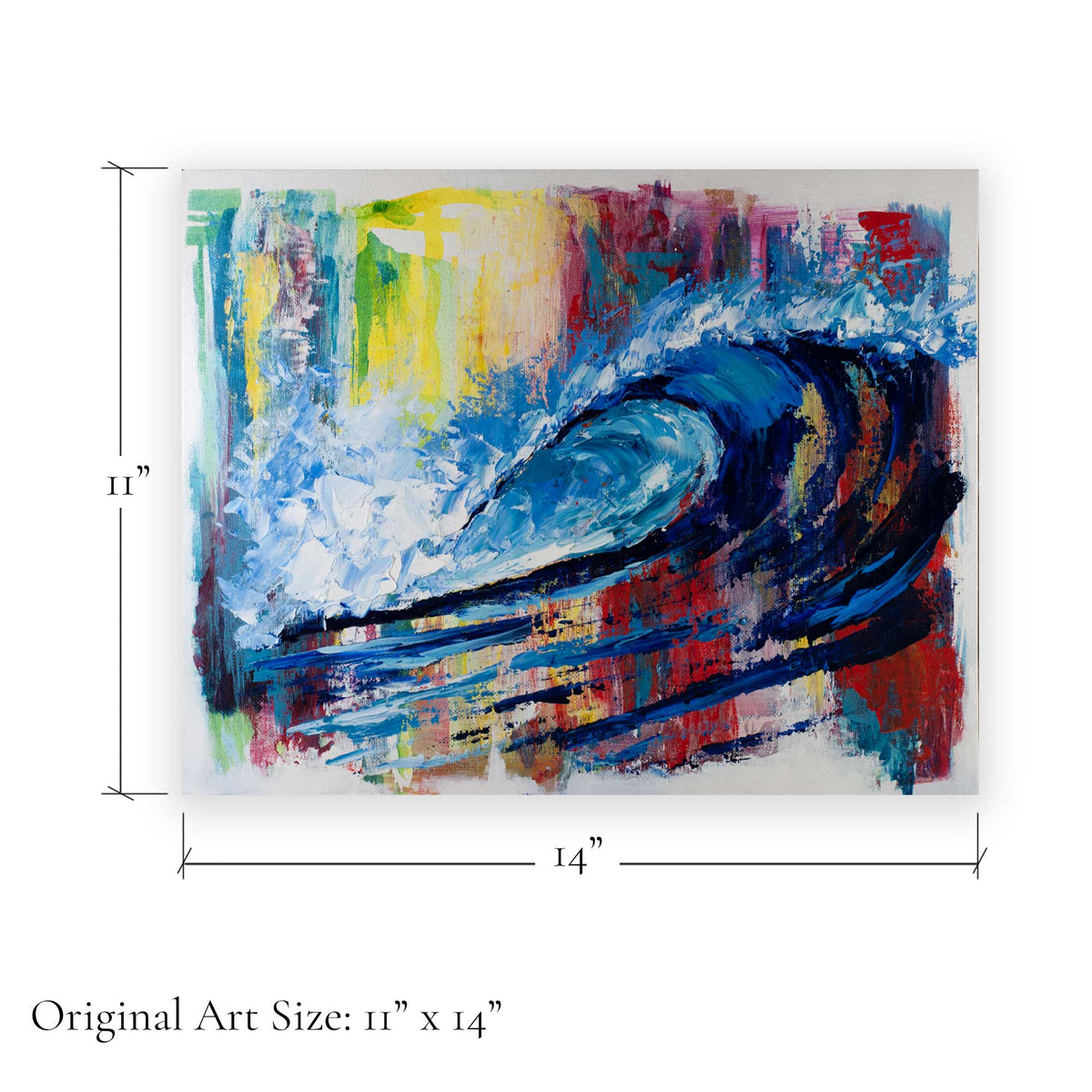 Capsule Tale 3 original abstract ocean wave artwork size 11 by 14 inches horizontal canvas