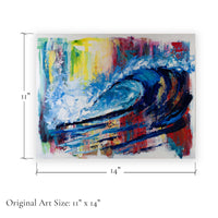 Capsule Tale 3 original abstract ocean wave artwork size 11 by 14 inches horizontal canvas