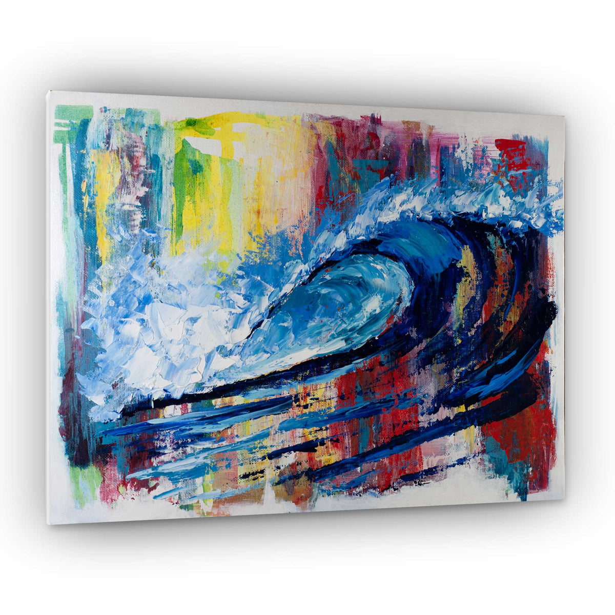 Capsule Tale 3 original 11x14 abstract ocean wave painting with bold multicolor background and thick textured brushwork