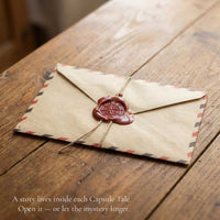 Wax sealed envelope included with Capsule Tale original art featuring a hidden story snippet