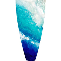 close up of painted ocean detail on castaway surfboard ornament