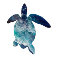 Ocean Drift: Sea Turtle Resin on Wood Wall Art
