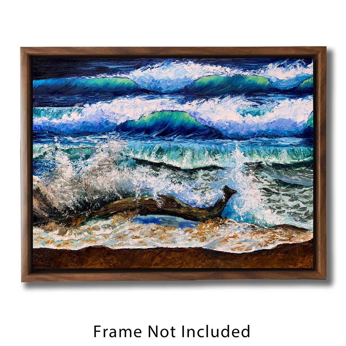 framed mockup of ocean wave oil painting for scale reference.  Frame not included.