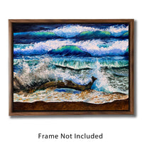 framed mockup of ocean wave oil painting for scale reference.  Frame not included.
