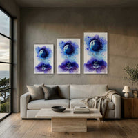 Star Wars watercolor wall art showing multiple print sizes displayed in a modern coastal interior living room