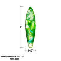 Emerald Sea surfboard ornament size and dimensions graphic