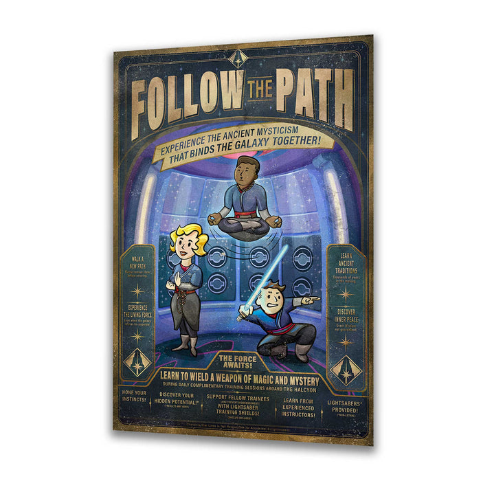 Follow the Path Galactic Starcruiser art print featuring the Saja and Halcyon lightsaber training