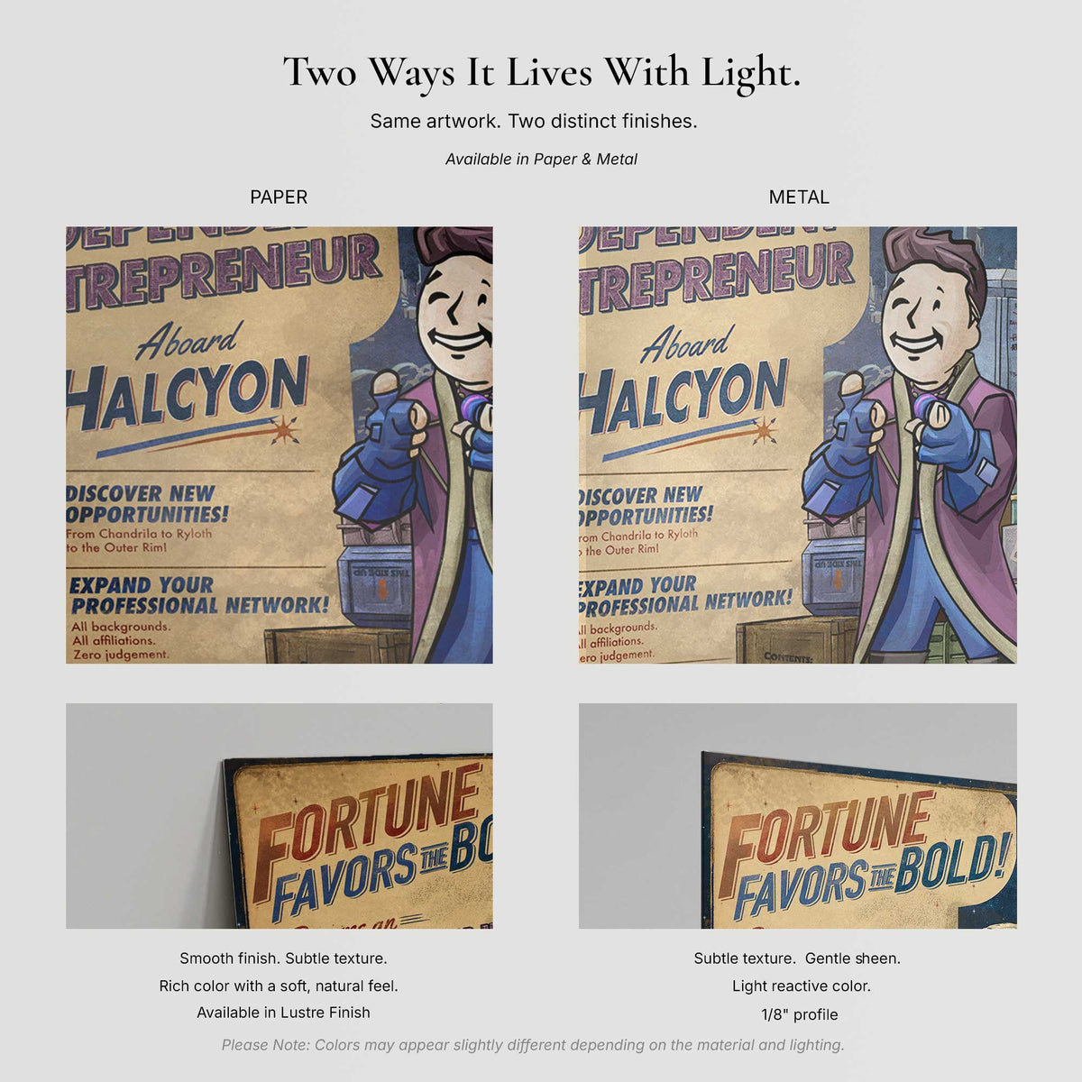 Close-up detail highlighting the texture, colors, and illustration style of Vault Boy Raithe Kole artwork.