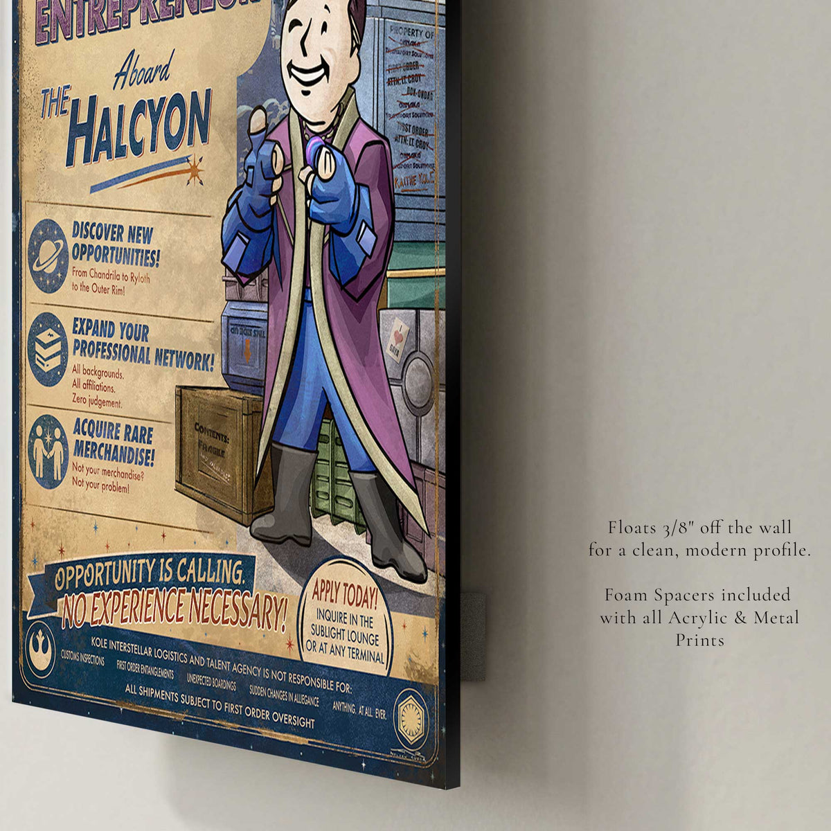 Vault Boy Raithe Kole metal wall art displaying floating profile and edge depth.