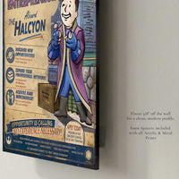 Vault Boy Raithe Kole metal wall art displaying floating profile and edge depth.