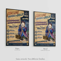 Comparison of Vault Boy Raithe Kole artwork printed on archival paper and metal.