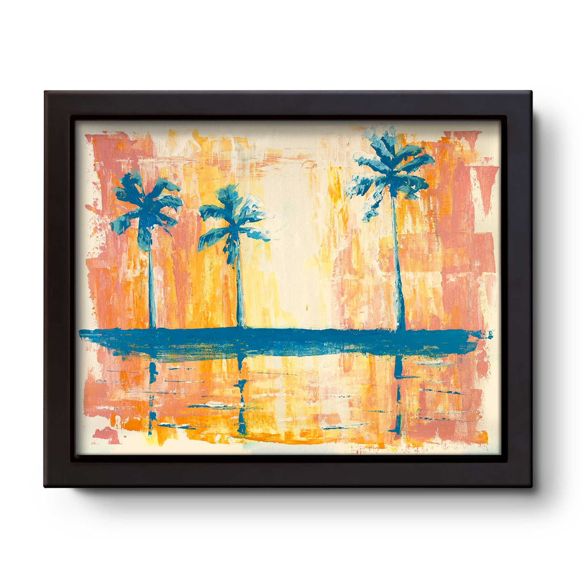framed original acrylic palm tree wall art