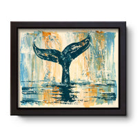 framed original acrylic whale tail wall art