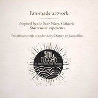 Fan-made Halcyon Collection artwork disclaimer with 5th & Rugged logo, not affiliated with Disney or Lucasfilm