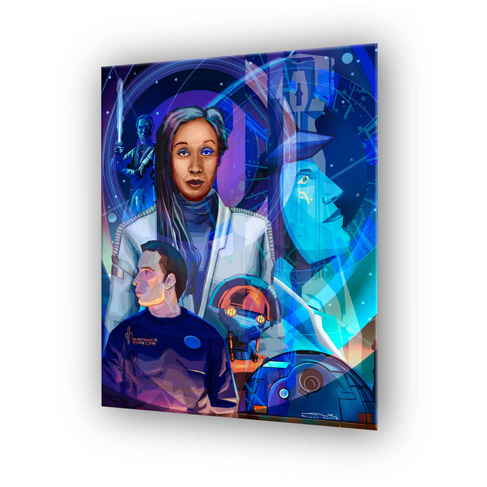 Halcyon Starcruiser tribute artwork featuring Captain Keevan Lenka Mok Sammie and Rey by Nelson Ruger