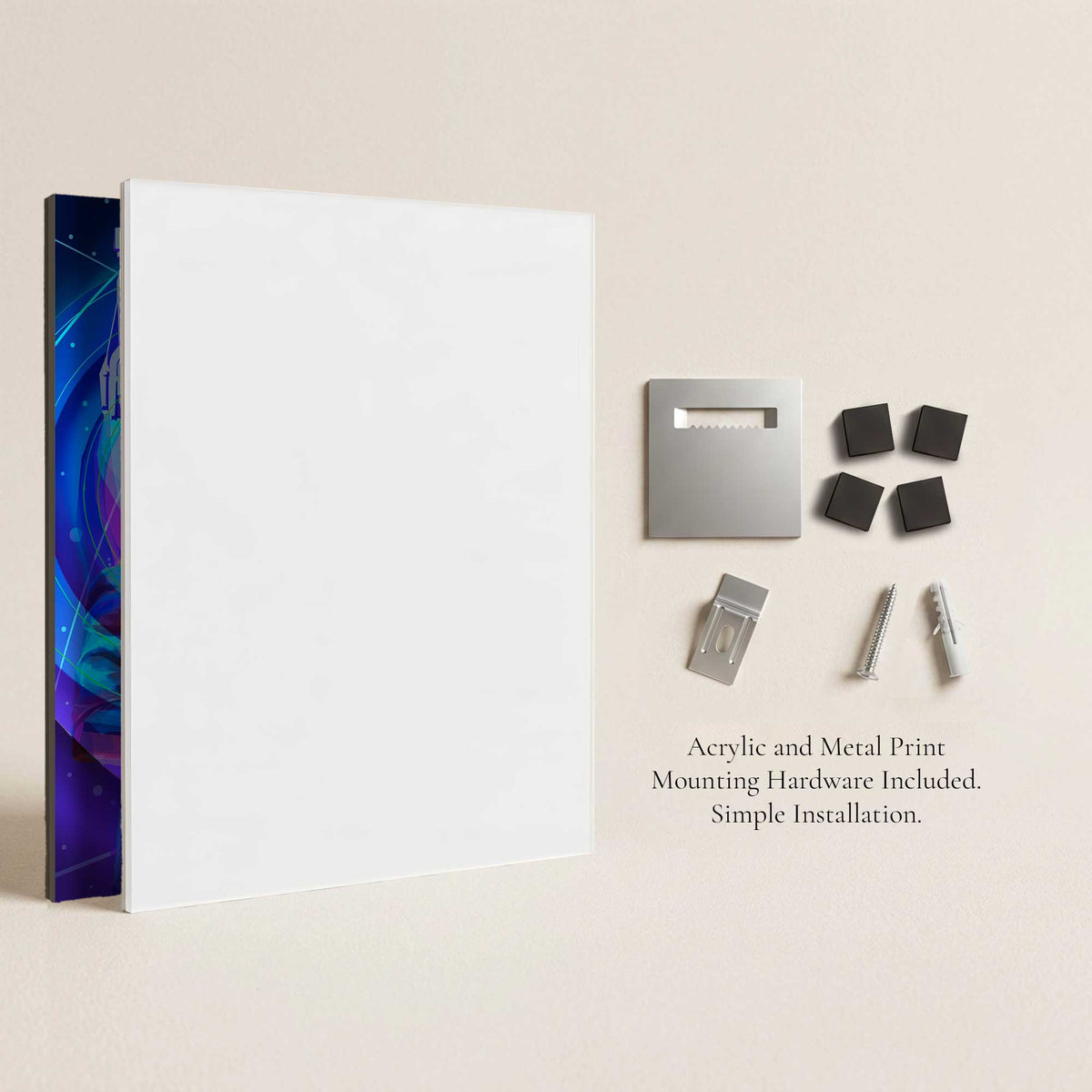 Mounting hardware included with acrylic and metal Intergalactic Jam sci fi wall art prints