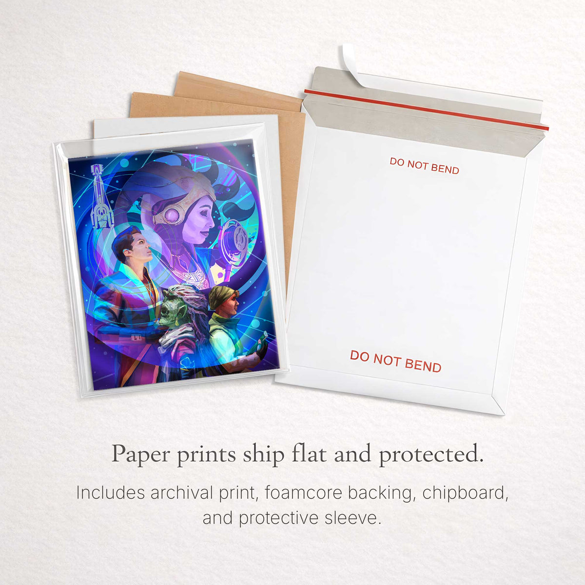 Intergalactic Jam Halcyon art print packaged with archival backing and protective flat mailer