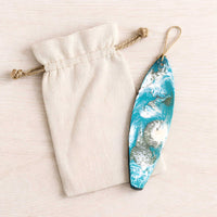 Islander surfboard ornament with canvas gift bag