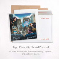 Kyberpunks Take Cover album art paper print packaging showing protective sleeve foamcore backing chipboard and rigid mailer