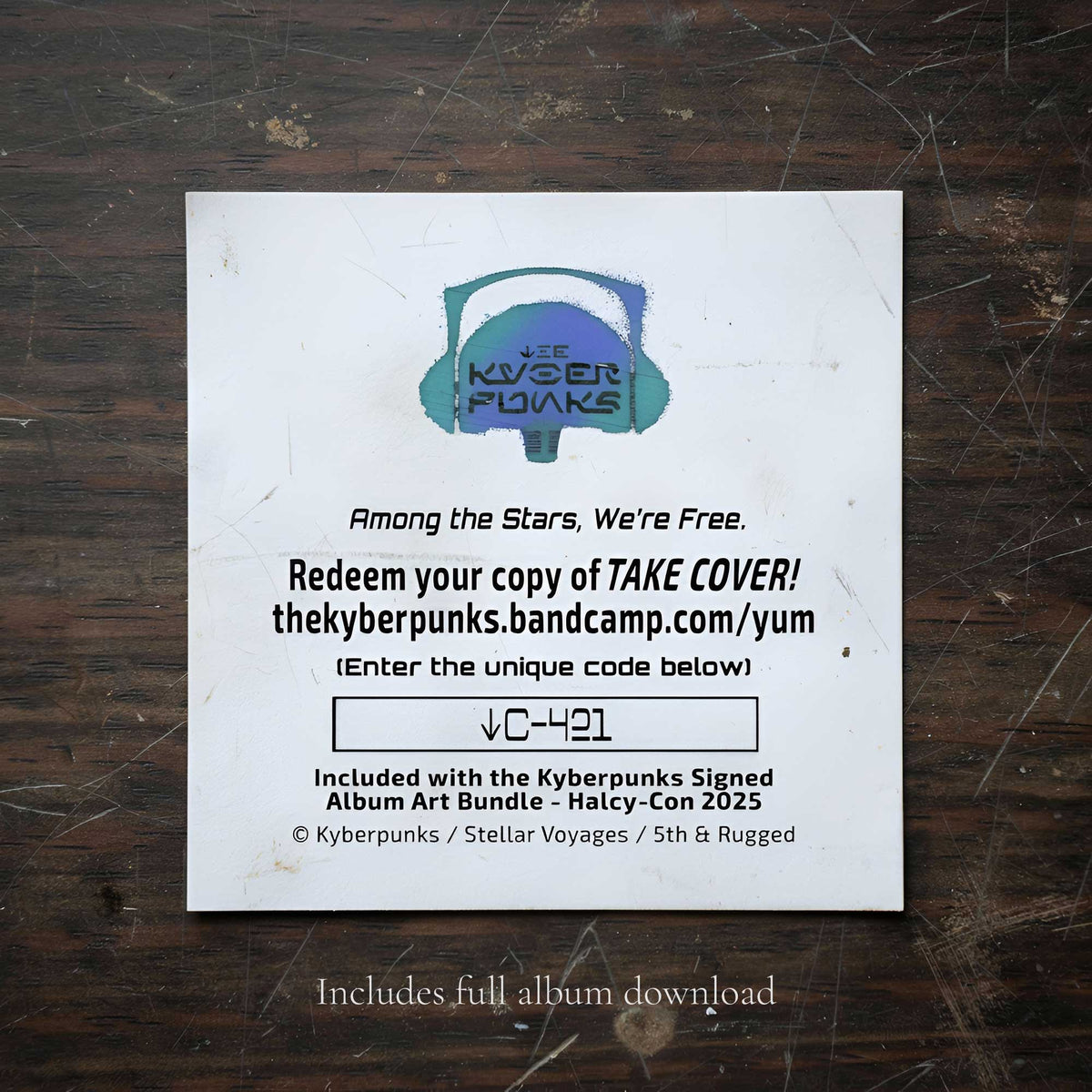 Kyberpunks Bandcamp album download code card Take Cover album