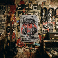 Live on Batuu Kyberpunks poster displayed in gritty music studio wall setting