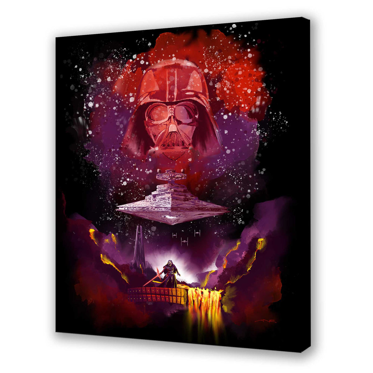 Cinematic Star Wars fan art print showing Darth Vader and Kylo Ren in a dramatic vertical composition