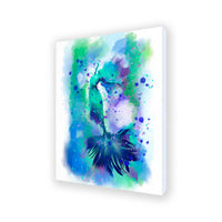 Blue mermaid wall art print with deep ocean watercolor textures.