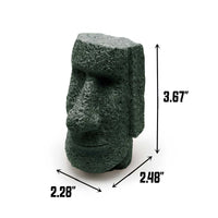 dimensions shown for handmade tiki moai resin ornament scale reference