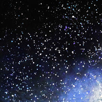 Close up detail of Milky Way galaxy and star splatter texture in deep blue night sky painting