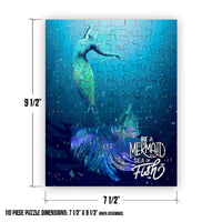 110 piece mini art puzzle measuring 7.5 by 9.5 inches when assembled