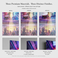A Moment of Many Paths gallery-wrapped canvas, metal and acrylic
 edge detail showing printed side wrap